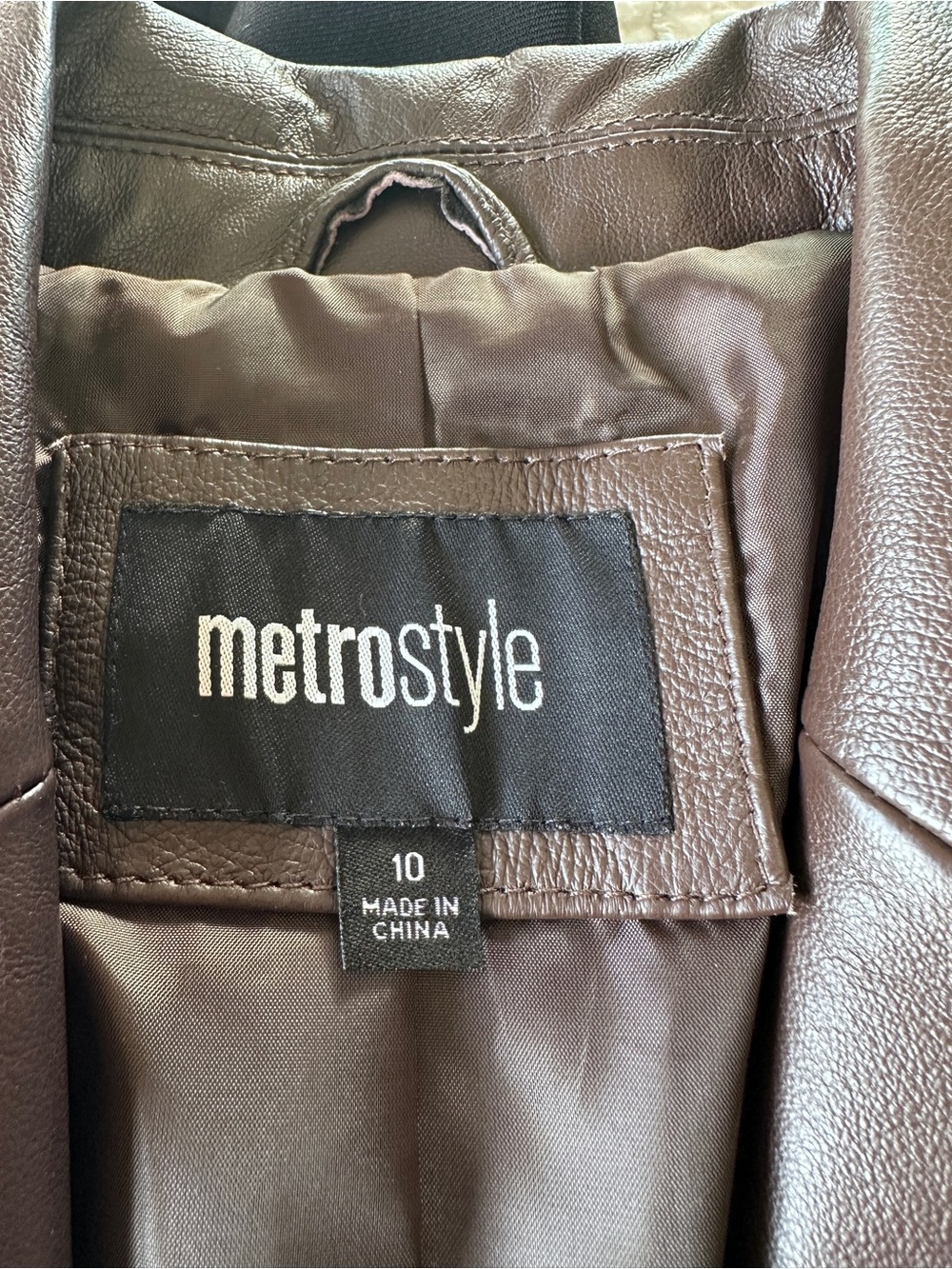 Metro Style 100% Leather Pantsuit Brown Jacket Size 10 Pants Size 8 + Chadwick’s - Picture 9 of 12